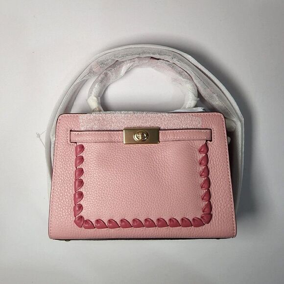 NWT Coach CA077 Mini Lane Top Handle In Refine Pebble Leather Whipstitch Pink - Picture 1 of 7